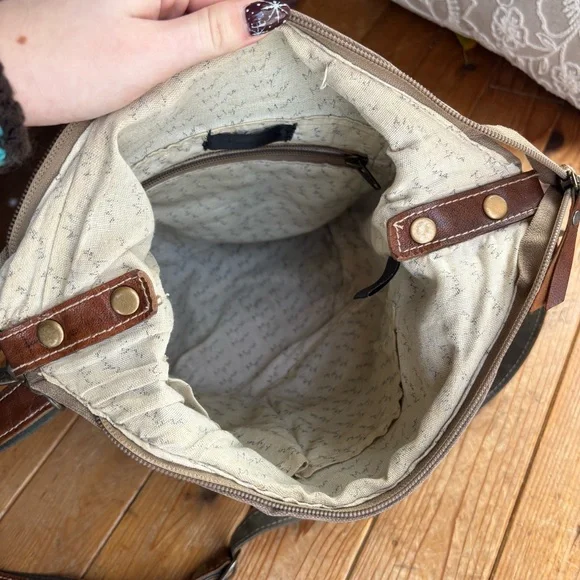 Myra Bag Leather and Canvas Crossbody Bag - Picture 3 of 5